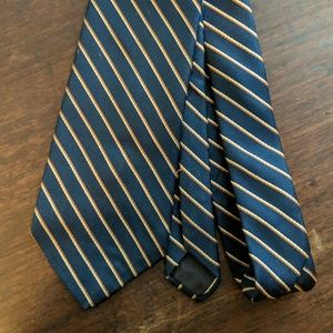 Perfect lanvin navy and gold striped tie